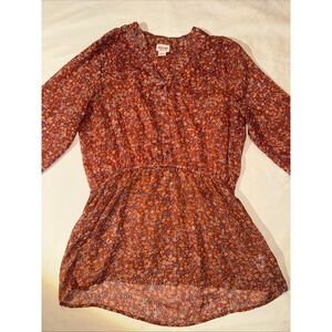 Women's Mossimo Supply Co. Boho Style Floral Print Blouson Button Up Size Large